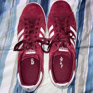 Red/Maroon Adidas Campus Suede Shoes